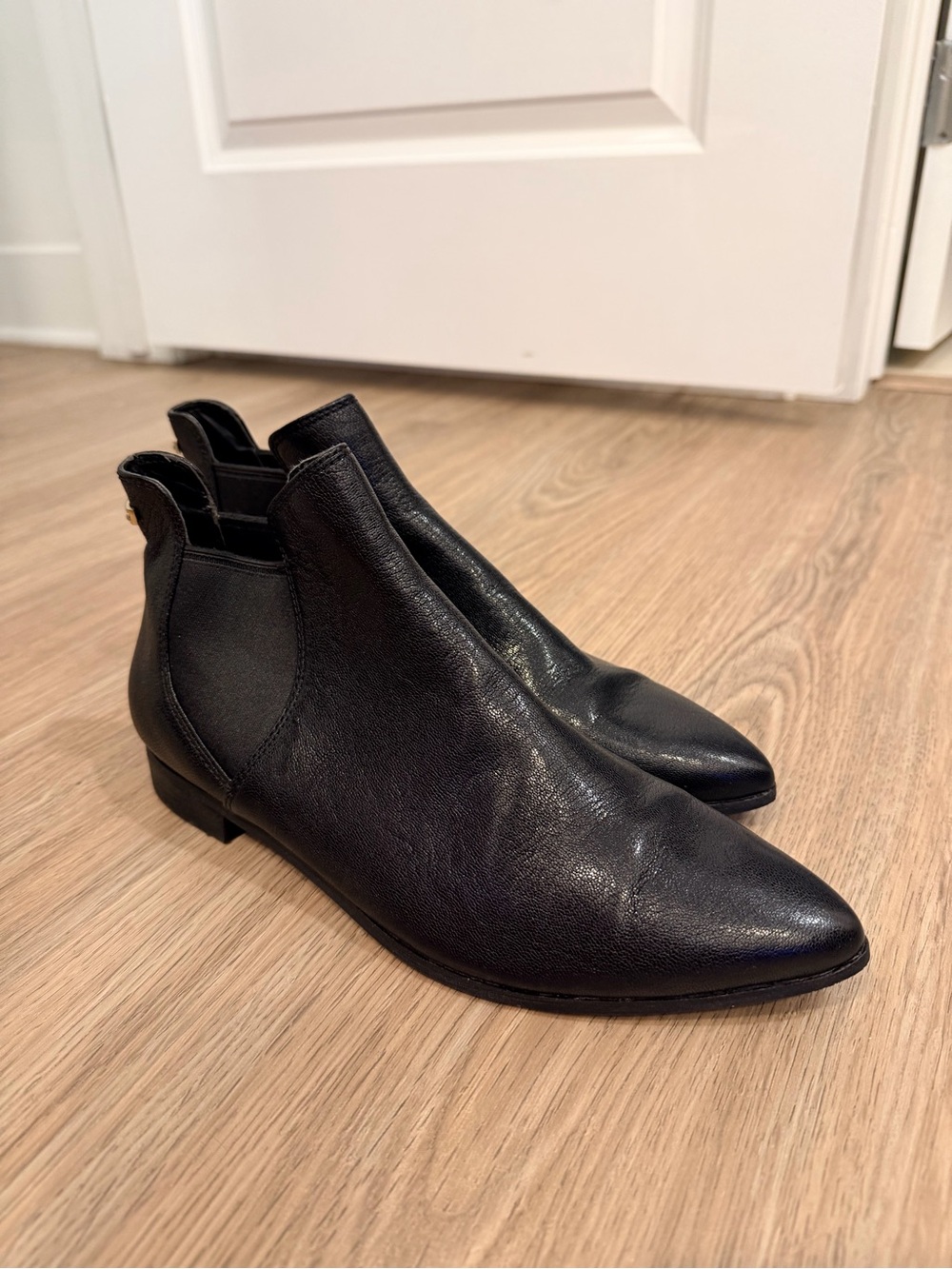 Cole Haan Black Leather Pointed Chelsea Ankle Boots